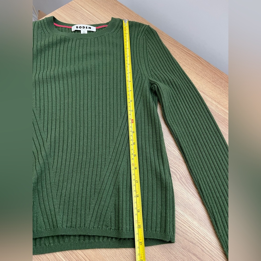 Boden Olive Green Ribbed 100% Merino Wool Sweater Women XS Crewneck Capsule - Picture 7 of 7